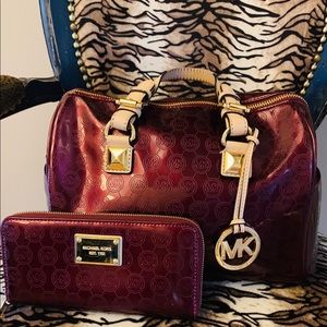 Oxblood Michael Kors handbag and wallet